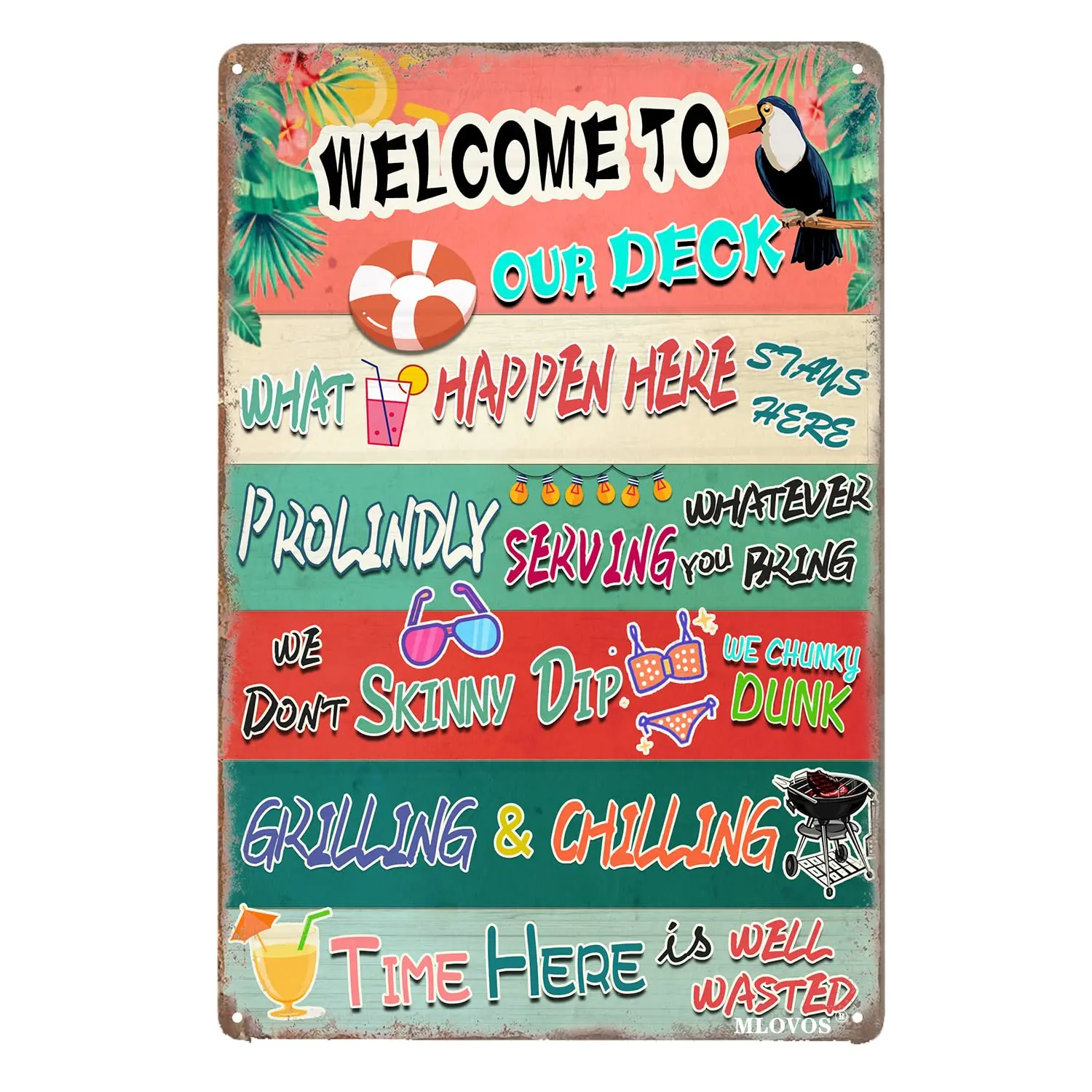 MLOVOS палуба металлические знаки Добро пожаловать на наш палубный настенный