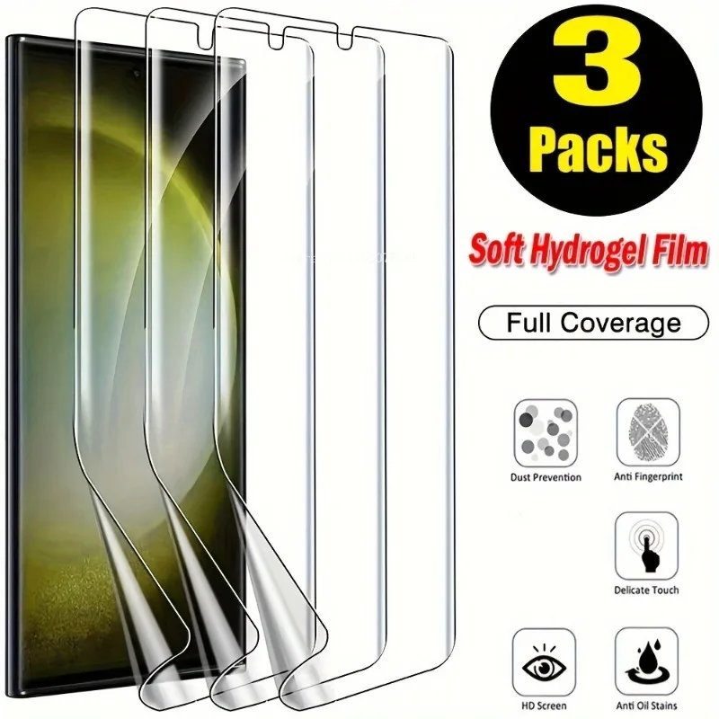 3 шт. Гидрогелевая Защитная пленка для экрана Samsung Galaxy S23 S24 Ultra Plus S22 S21 S20 S8 S9 S10