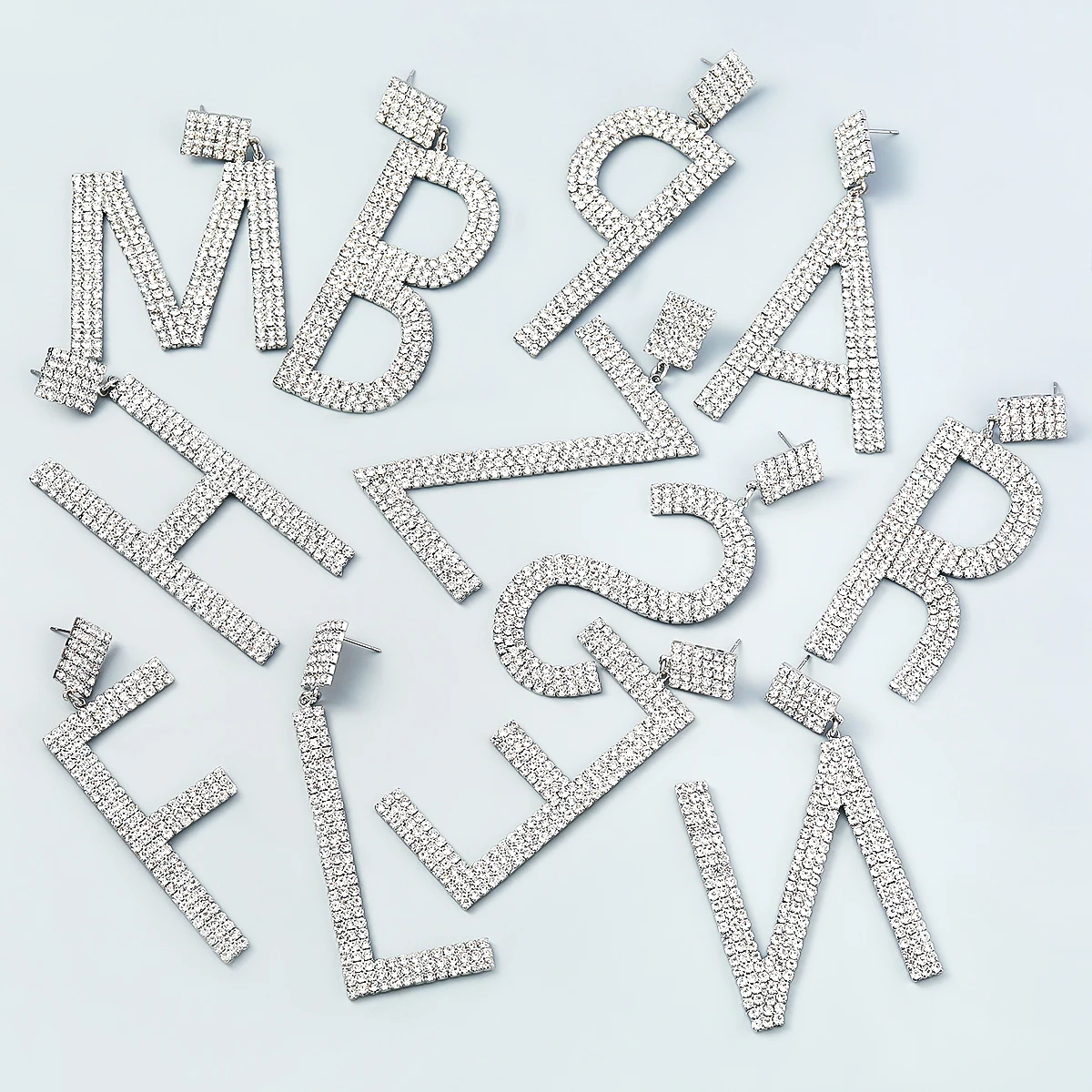 

New Trend Sparkling Rhinestone Letter Drop Earrings Women's Earrings Dinner Party Wedding Accessories Fashion Statement Jewelry