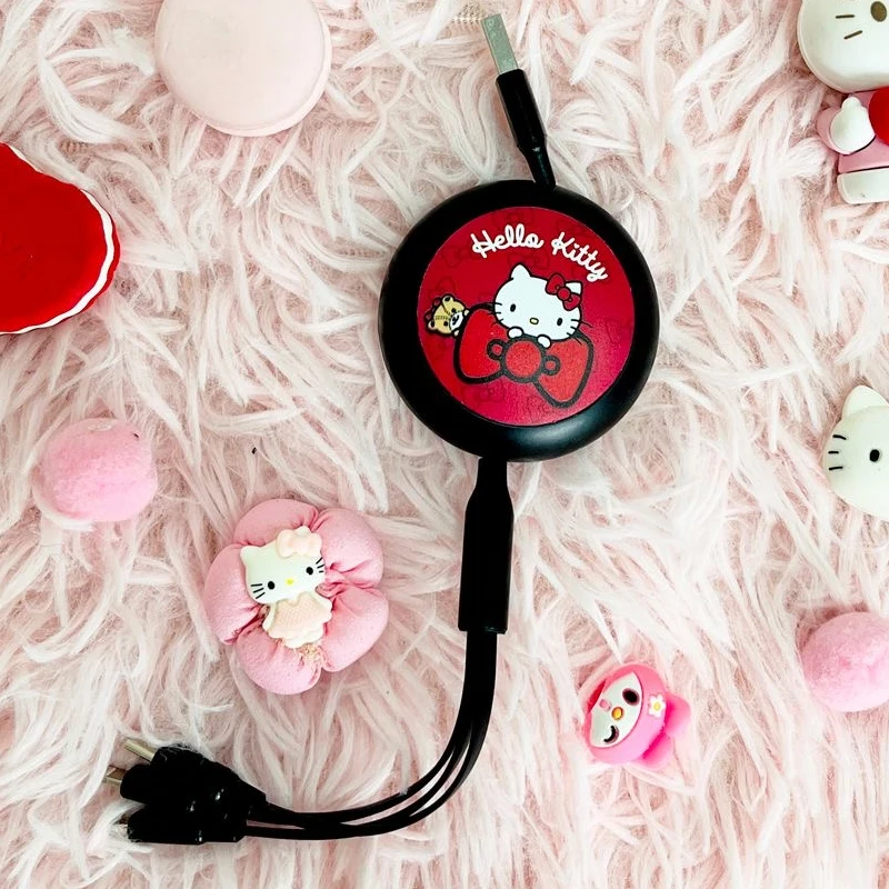 Kawaii черный набор кабелей для передачи данных Hello Kitty подарок на день рождения