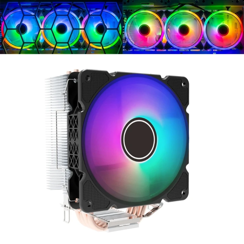 

4 Heatpipes RGB CPU Cooler Radiator PWM 4PIN 145W For LGA775/1151/1150/1155/1156/1200 PC Radiator RGB Fan Replacement P9JB