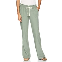 women cotton hemp trousers 2022 summer solid color drawstring casual loose long pants sport running wide leg pockets streetwear