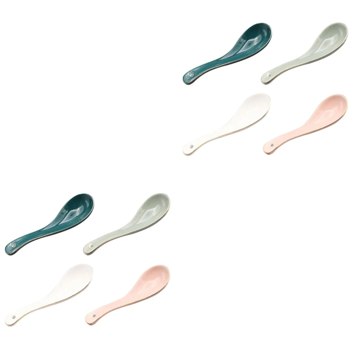 

8 Pcs Ceramic Soup Spoons Multipurpose Spoons Porridge Spoons (Assorted Color)