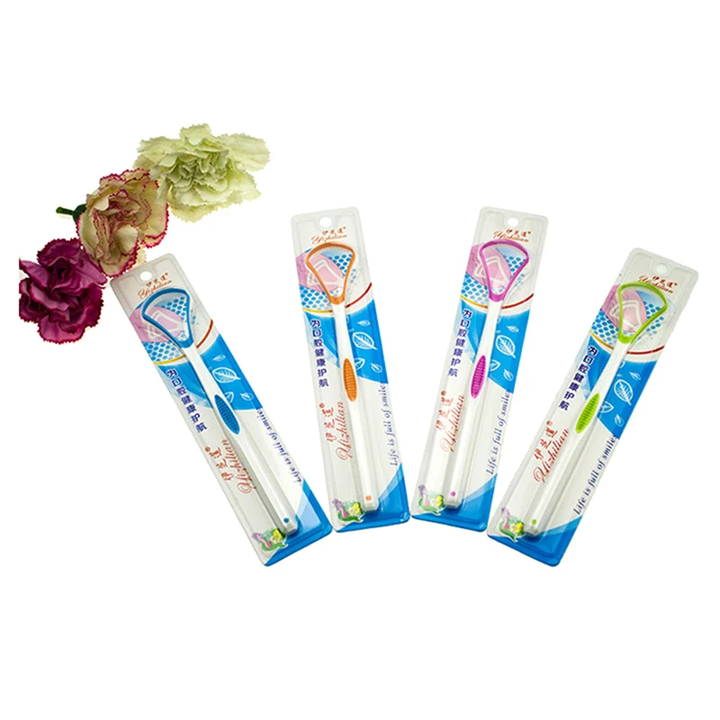 

Fashion Tongue Cleaner Bad Breath Away Hand Scraper Brush Silica Handle Oral Hygiene Dental Care Cleaning