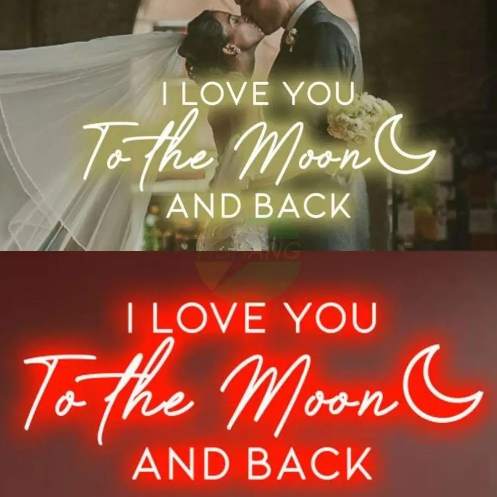 I Love You To The Moon And Back Neon Sign , Custom Wedding Neon Sign, Wedding Gift | Decoration Hand Crafted Wall Hangings