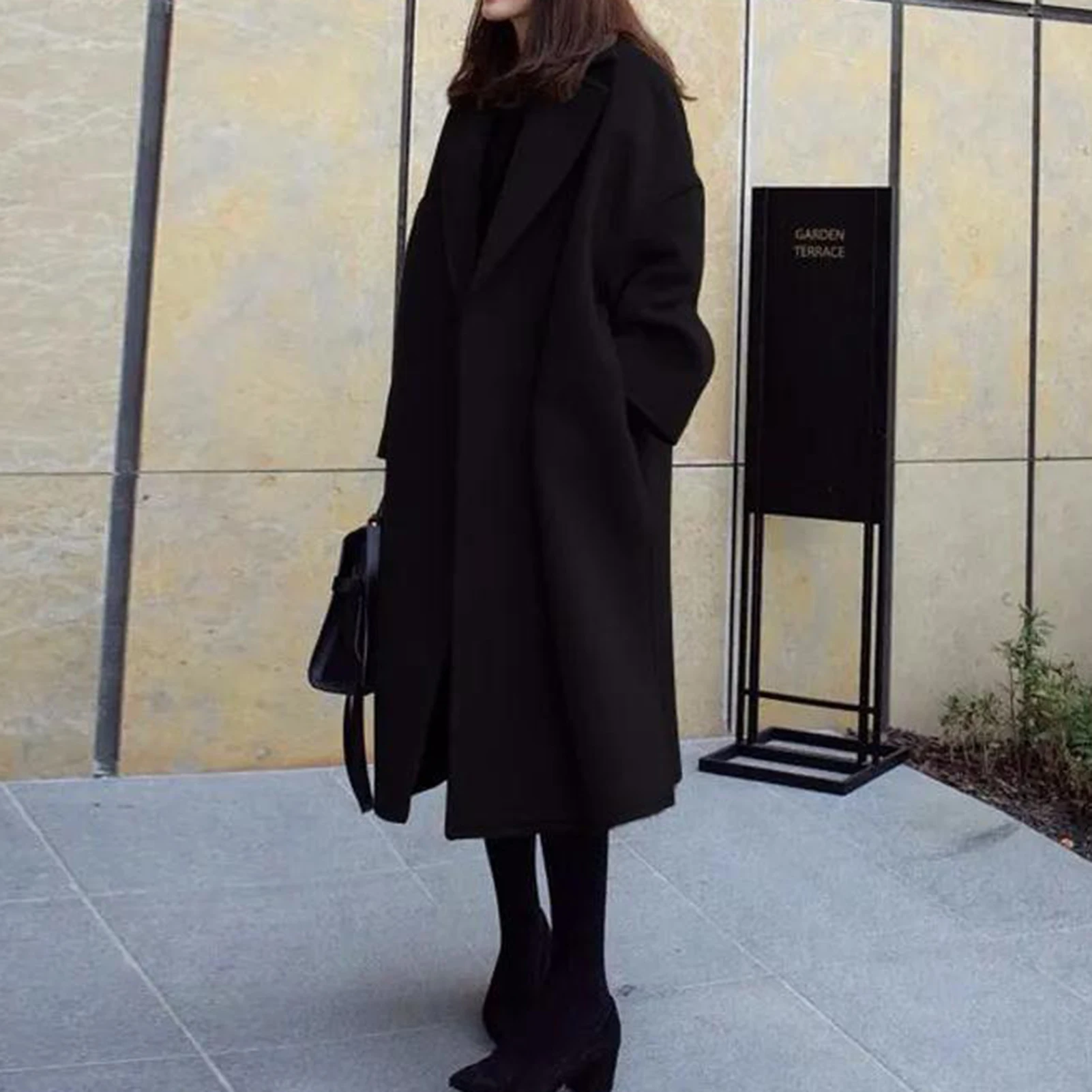 

Women Winter Autumn Overcoat Temperament Mid-Length Loose Coat for Jeans Sweater Boots Matching NIN668