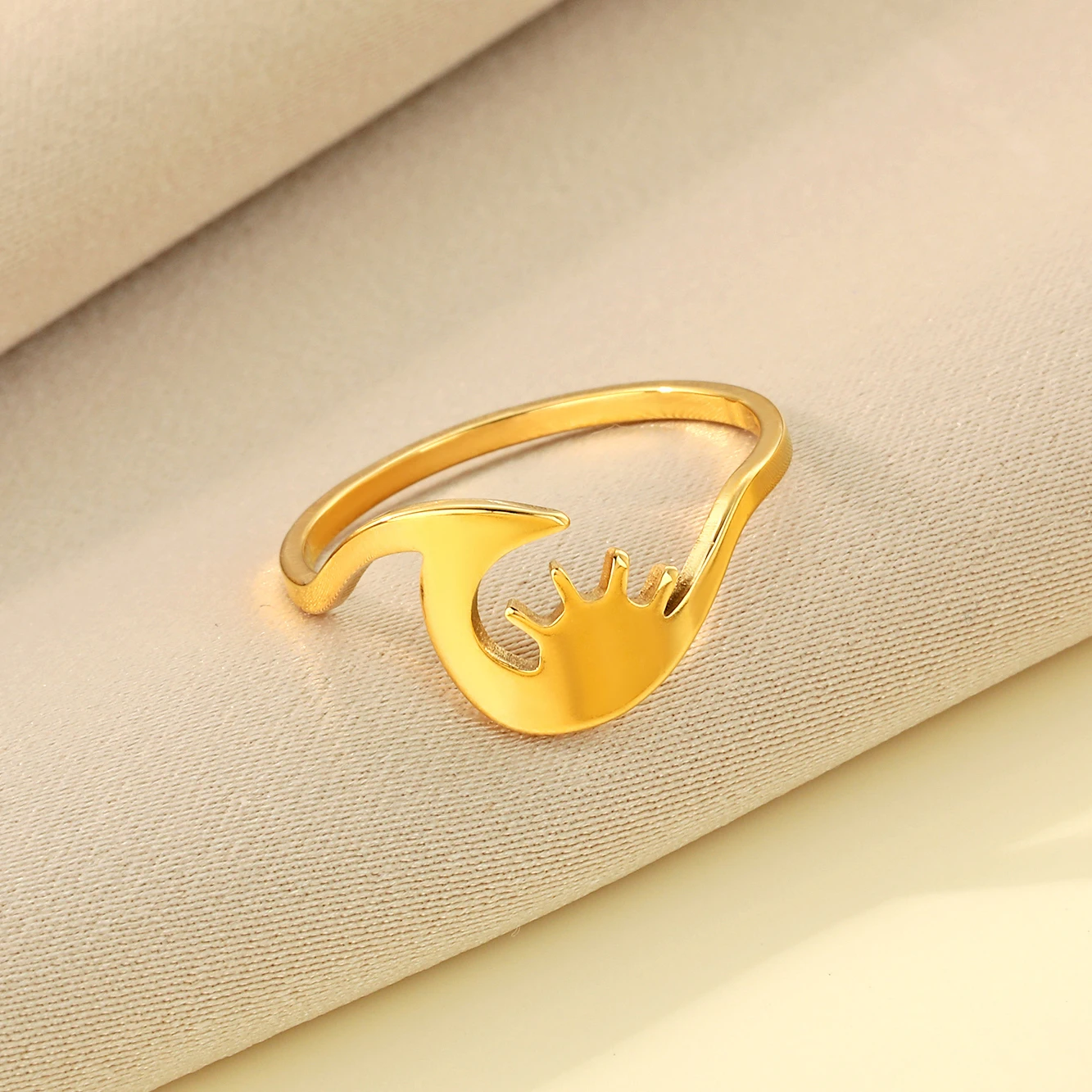 

CHENHXUN New Design Petite Dainty Ring Thumb Ring Oxidized Plain Ring Stainless Steel for Men and Women