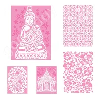 temple buddha statue flowers layered stencil handmade diy hot sale painting scrapbook coloring embossed photo album decoration