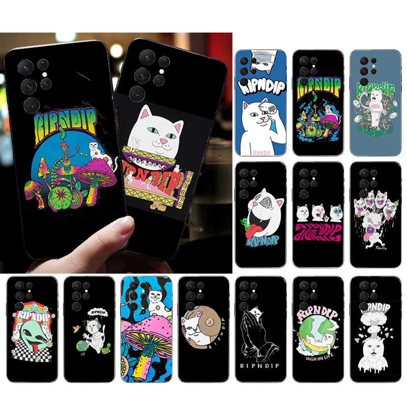 

Phone Case for Samsung Galaxy S23 S22 S21 S20 Ultra S20 S22 S21 S10E S20FE Note 10Plus 20 Ultra Cute White Ripindip-Cat Case