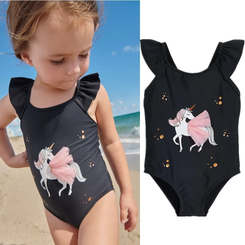 

Infant Girl Swimwear Summer Unicorn Printing Bikini Hawaii Swimsuit Beach Clothing Cute Girl Backless One Piece Suits 1 2 3 4 5Y