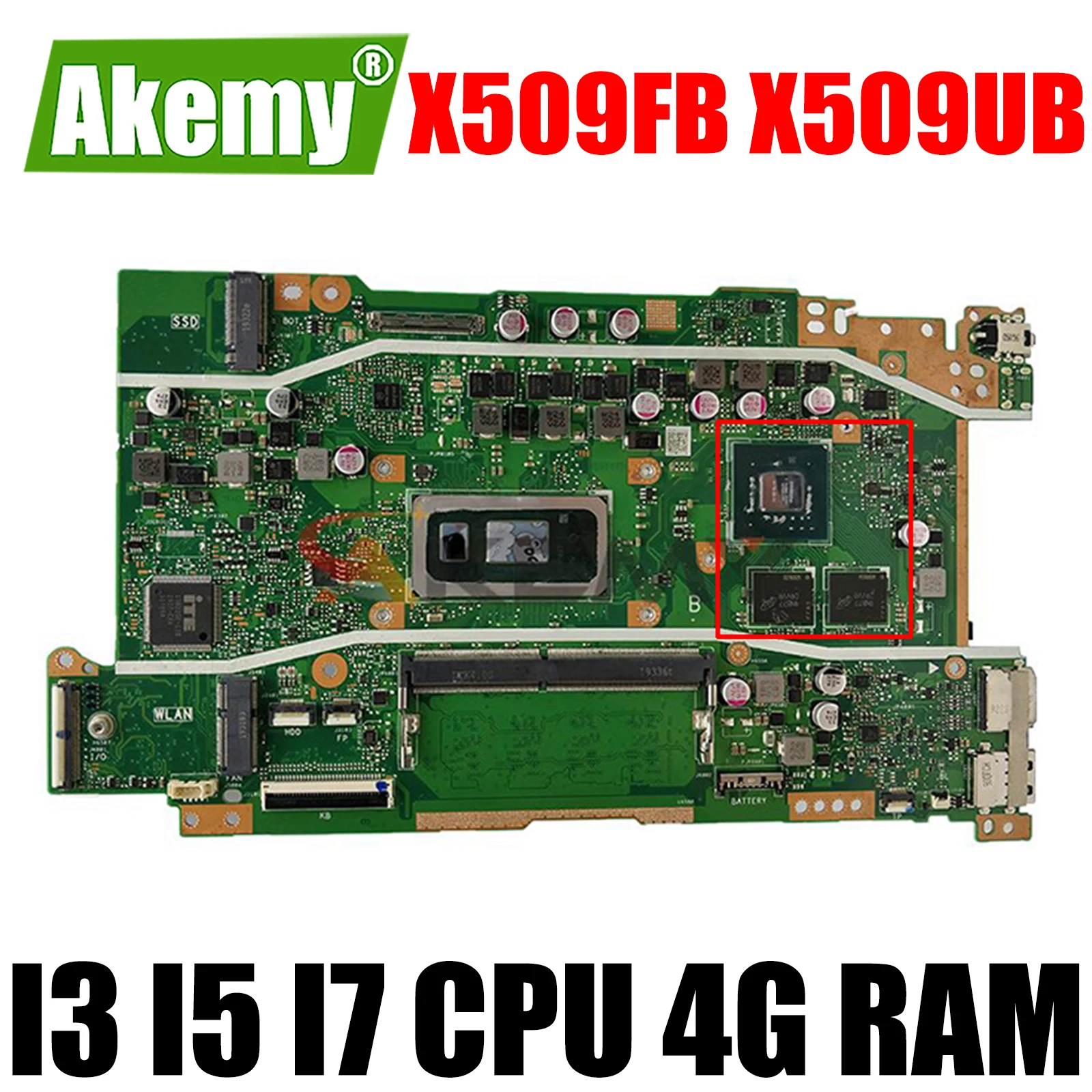 

Материнская плата X509FB X509UB, Процессор I3 I5 I7, 4 Гб ОЗУ, для ASUS VivoBook X509FB X509FN X509FL X509UB X509UJ Laotop, материнская плата