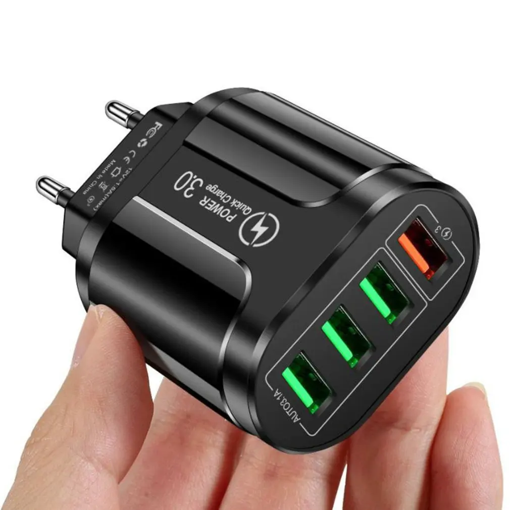 

48W USB Charger Fast Charge QC 3.0 Wall Charging For iPhone 12 11 Samsung Xiaomi Mobile 4 Ports EU US Plug Adapter Travel