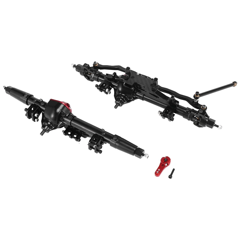 

RC Car CNC Metal Front and Rear Axle with Servo Mount for Axial Wraith 90018 RR10 1/10 RC Crawler Car Parts,Black