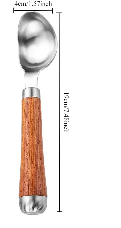 

Ложка для мороженого из нержавеющей стали с деревянной ручкой