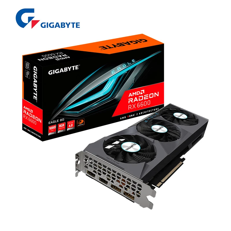  GIGABYTE New GA Radeon™ RX 6600 EAGLE 8G Radeon RX 6600 8GB GDDR6 128 bit Can support AMD Intel Desktop CPU Motherboard