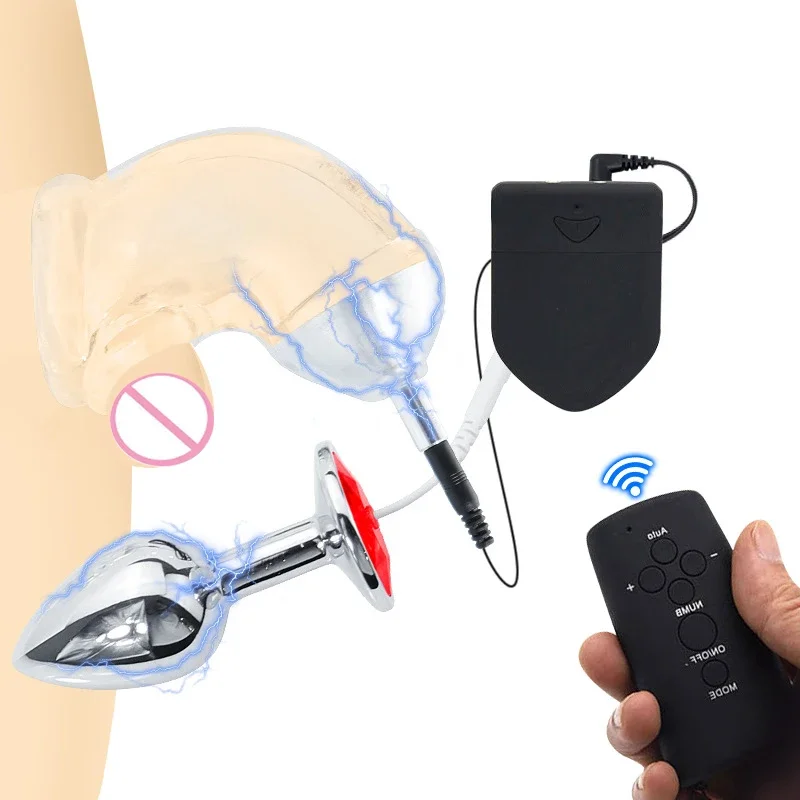 Металлическая Анальная пробка E-stim набор Электрический Шокер Пояс верности БДСМ