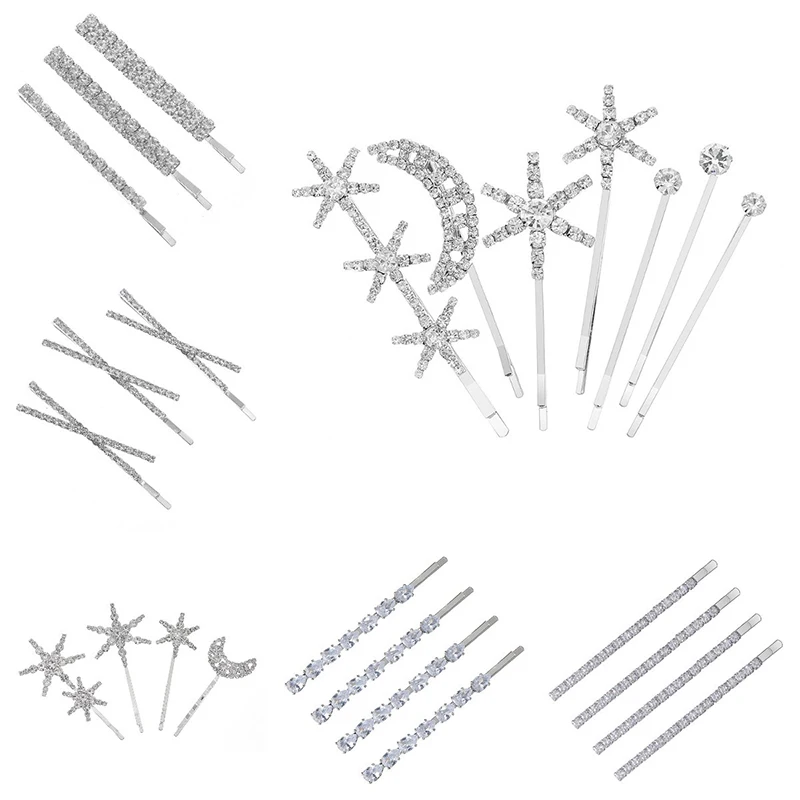 

Fashion Crystal Rhinestone Hair Clips Accessories Pearls Hair Pins Barrettes Women Girl Hair Styling Jewelry Set