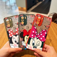 disney cute minnie mouse case phone for redmi k40 k30 k20 10 10c 9t 9c 9a 9 8a 8 go 7 6 pro frosted translucent matte cover