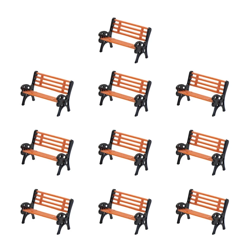 

10Pcs Model Train HO N O Scale Bench Chair Model Settee Street Park Layout Plastic Crafts,Garden/Railway Layout