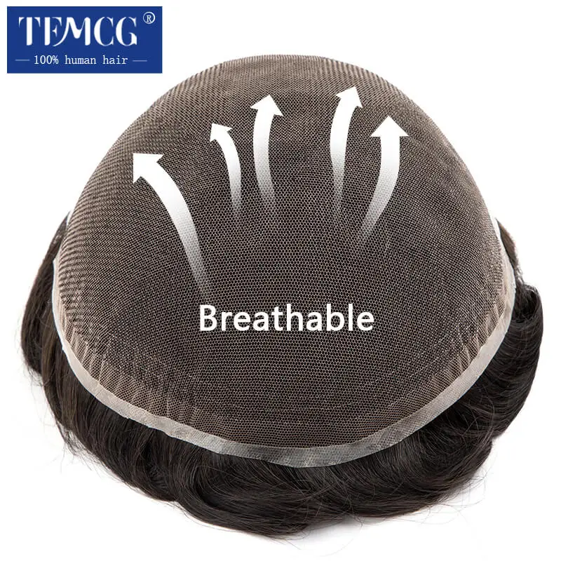 Мужской протез волос индивидуальный парик для мужчин из 100% человеческих