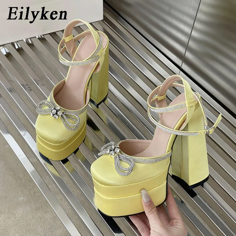 

Eilyken/Новинка; Летние женские туфли-лодочки с бантом-бабочкой; Модные свадебные вечерние туфли на высоком каблуке и платформе с ремешком на щ...