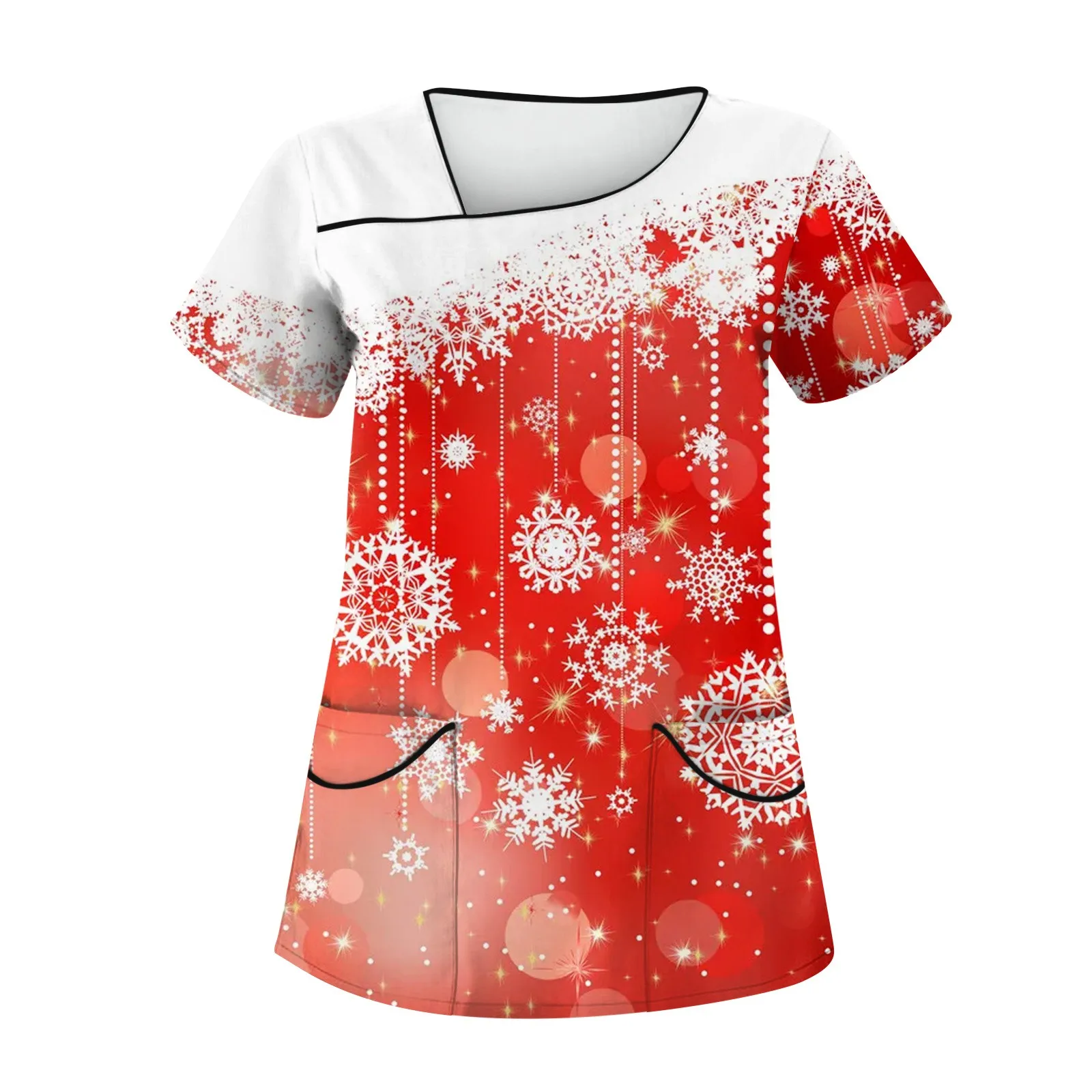 

Рождественская униформа медсестры скрабы Топы женские рождественские Мультяшные олени принт с коротким рукавом Карманы Комбинезоны Униформа медицинская блузка для кормления