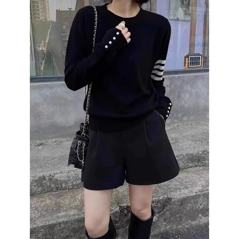 Женский кашемировый свитер с круглым вырезом вязаный женский пуловер базовый