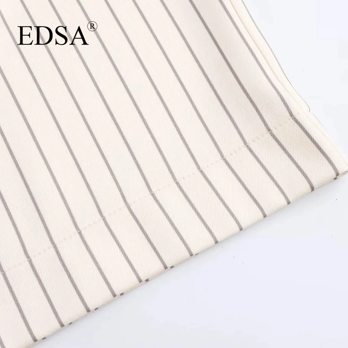 Женские полосатые длинные брюки EDSA офисные с высокой талией и боковыми карманами