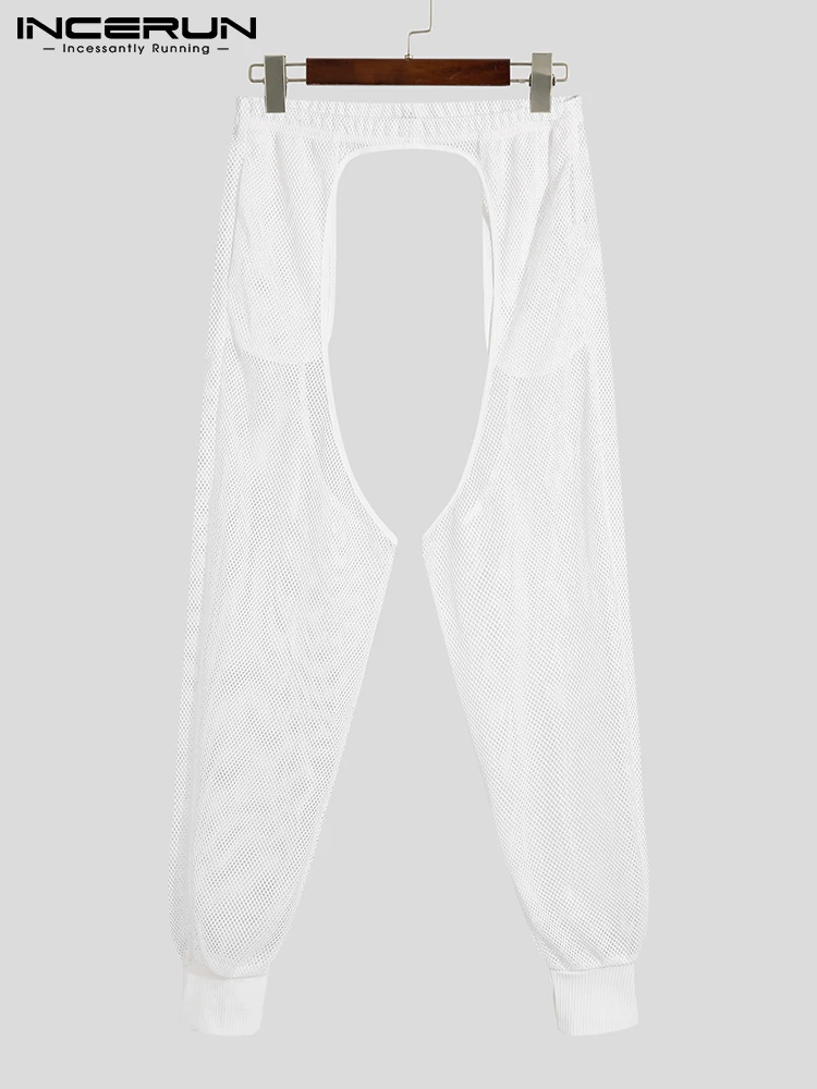 

INCERUN 2022 American Style Men's Fashion Hollow Out Pantalons Casual Party Wear Male Hot Sale Breathable Mesh Long Pants S-5XL