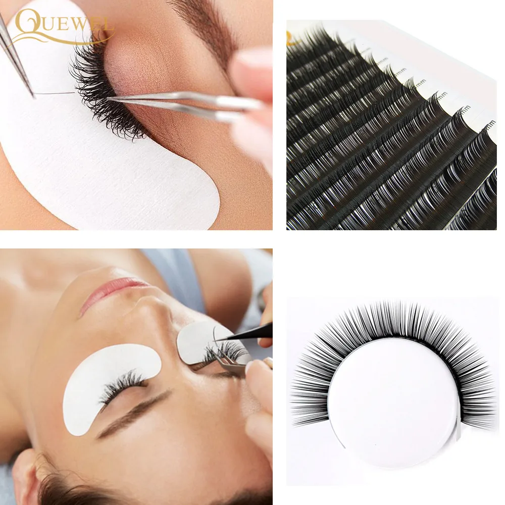 Quewel Flat Lashes Extension For Professionals Ellipse Flat Lash Split Tip Profession Soft Silk Quewel Flat Eyelash C/D Curl images - 6