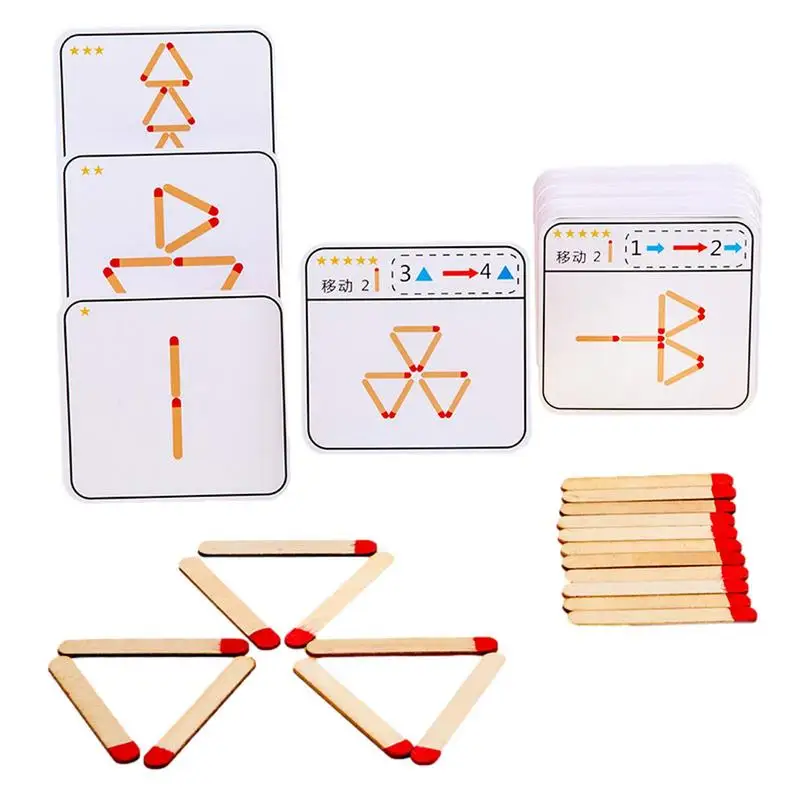 

Montessori Wooden Toys DIY Math Matching Matchstick Puzzle Board Game Educational Math Toy For Kid Christmas Gift