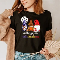 happy hellothanks gnomes tshirt women streetwear thanksgiving christmas print women top harajuku women sexy tops m