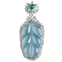 burmese jade leaf pendant carved blue men choker chinese vintage 925 silver necklace necklaces jewelry jadeite natural pendants