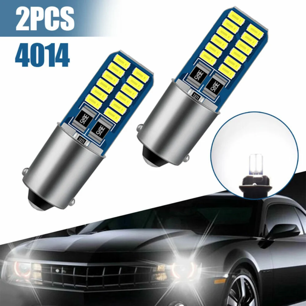 

2PCS LED Car Light Bulbs 12V DC Ba9s H6W T4W 300LM 2W Error Free CANNBUS 24smd Interior Reading Dome Lamp License Plate Light