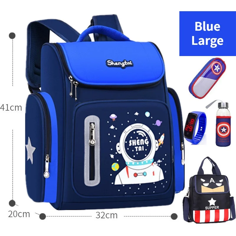 5-piece Set Astronaut Children Large Backpacks New Cartoon Girl Boy Students Cute School Tutorial Bags Pen Bag Kids Water Cup