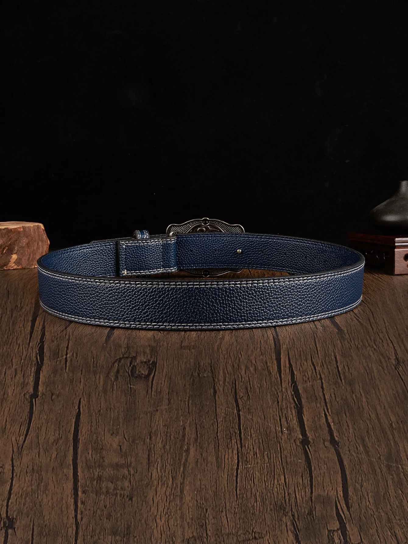 Винтажный Мужской Кожаный Ремень Grey Bull С Цветочным Тиснением И Текстурой