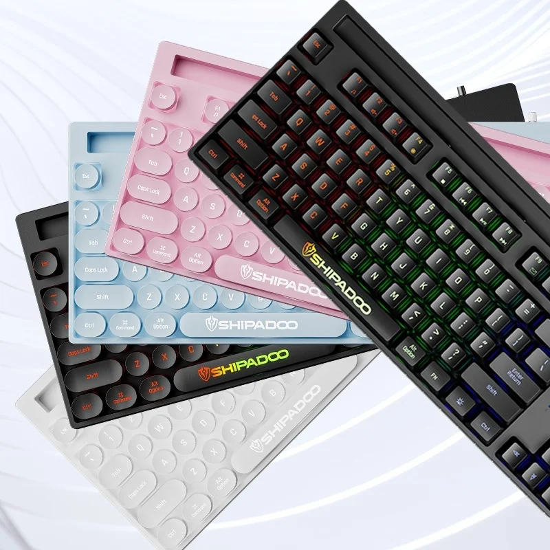 

Wired Gaming Keyboard Mechanical Feel Punk Round Keycaps 87 Keys Mini RGB Backlit Gamer Keyboard For Computer Desktop Laptop PC