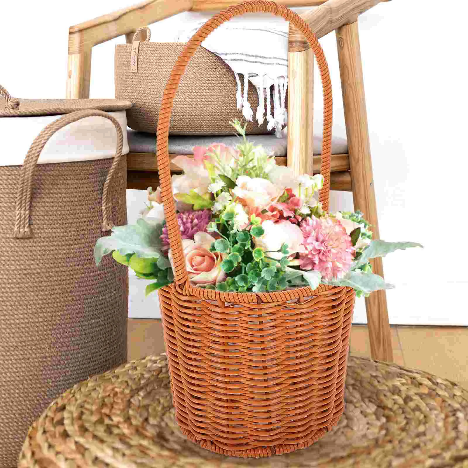 

Woven Storage Basket Flower Arrangement Woven Flower Basket Picnic Gift Basket