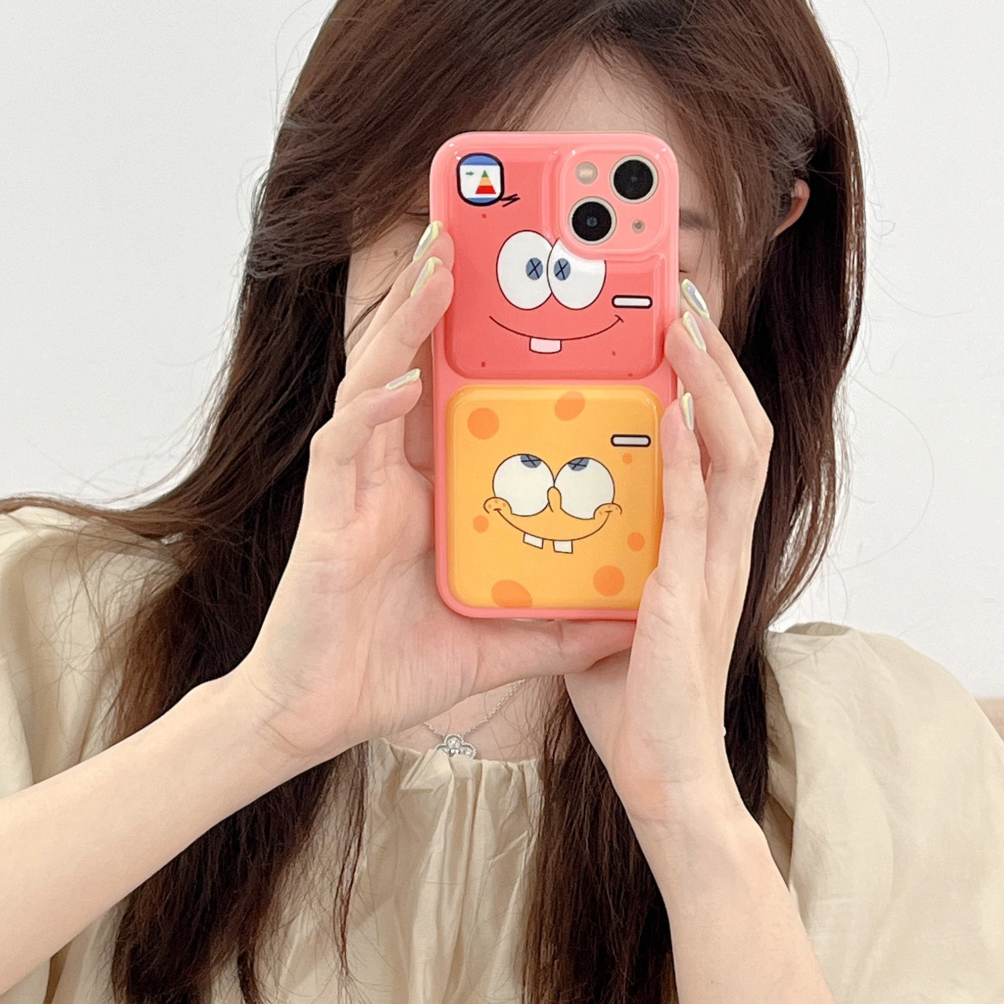 

Kawaii Cartoon SpongeBobs Phone Cases For iPhone 14 13 12 11 Pro Max Mini XR X XS MAX 8 7 Plus SE 2020 Transparent Cover