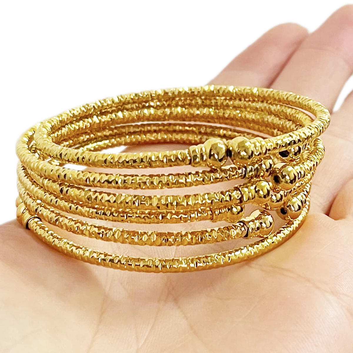

3MM Africa Jewelry Indian Bangles Ball African Gold Color Bangle&Bracelet Ethiopian Dubai Bangles For Women Wedding Gifts