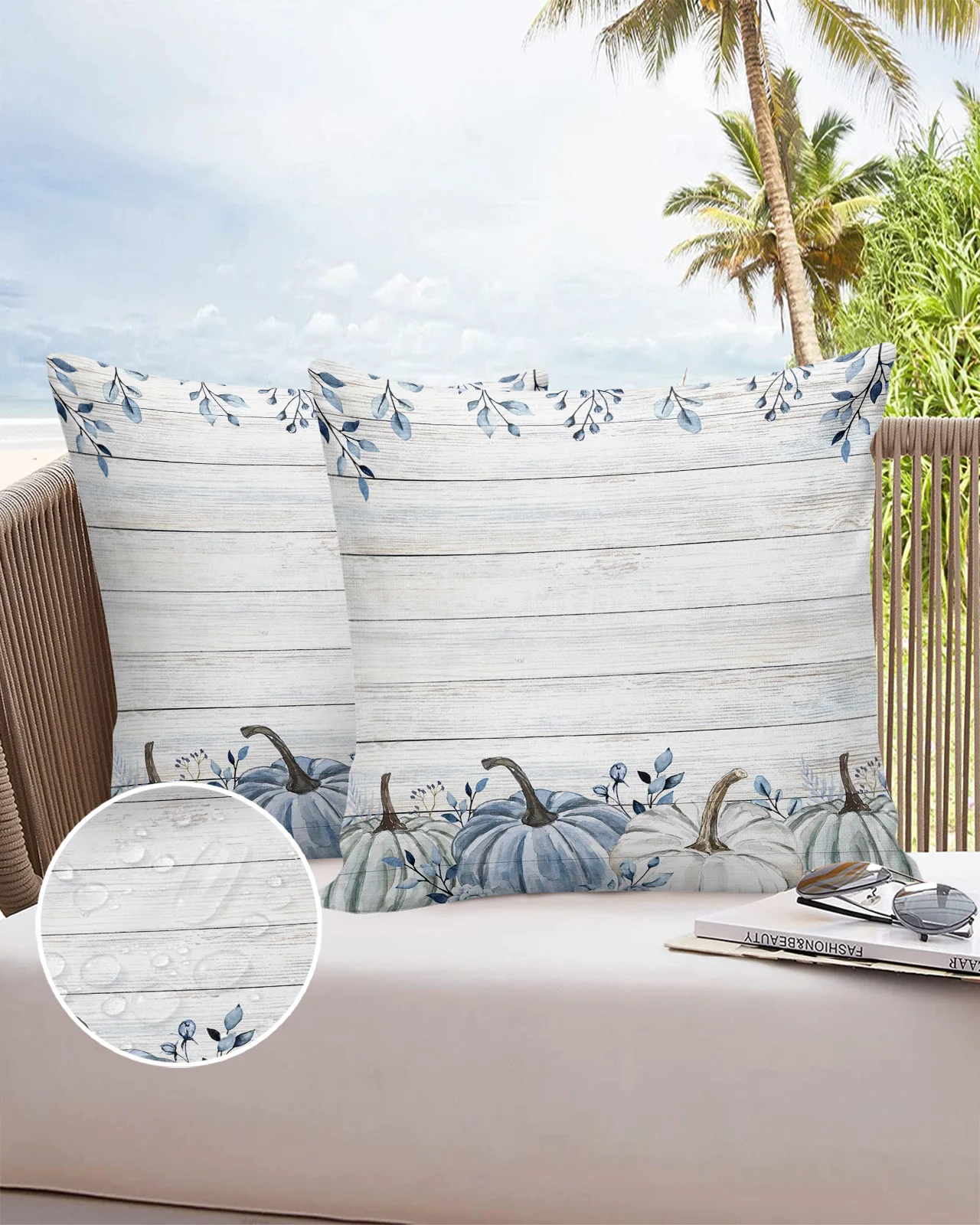 

2/4PCS Thanksgiving Eucalyptus Pumpkin Pumpkin Waterproof Decorative Sofa Pillowcase Case Garden Yard Cushion Cover