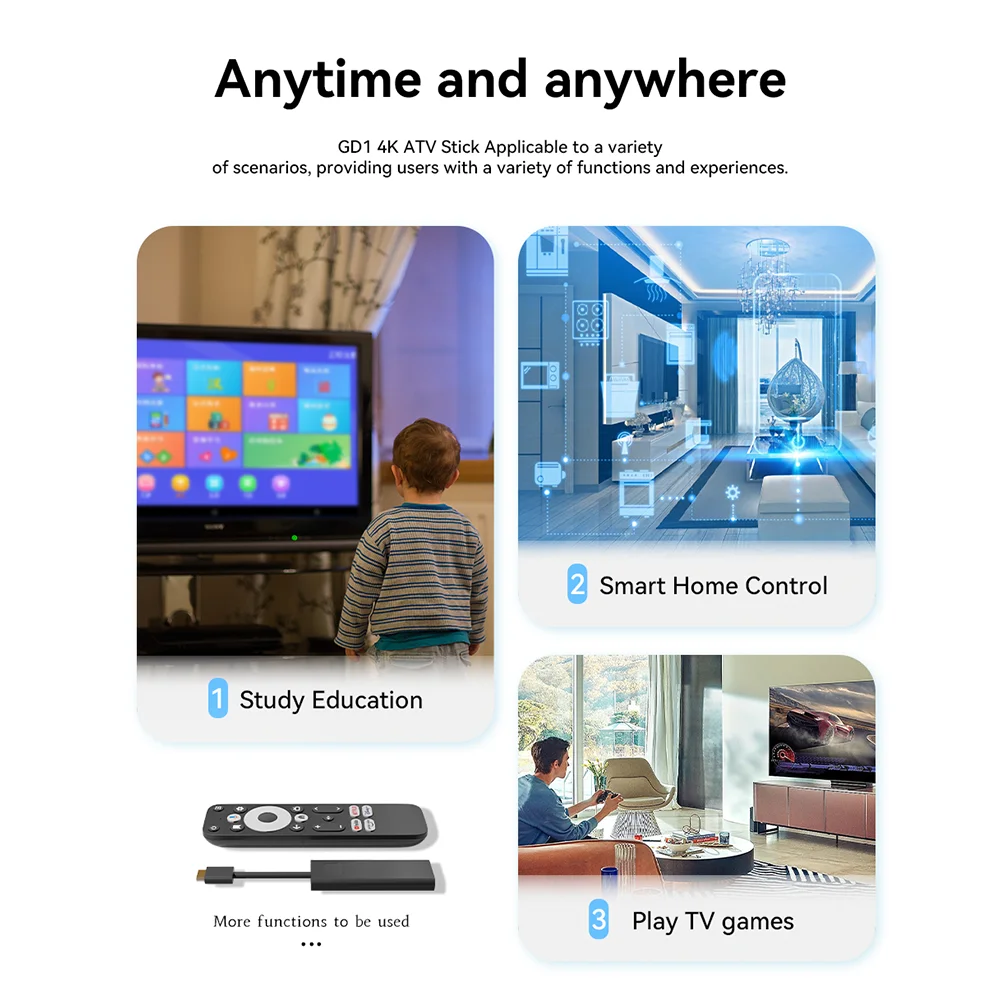 Фото GD1 Google Сертифицированный подлинный Netflix 4K Smart Android TV Stick с поддержкой Amlogic S905Y4 2 ГБ + 16 ГБ Обновленная версия приложения Чили, США №3