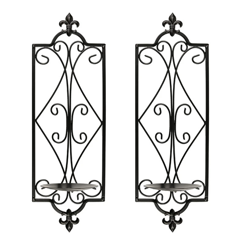

Decorative Black Scrolled Ivy Metal Tea Light Candle Holder Wall Mounted Candle Holder Hanging Wall Sconce, Tealight