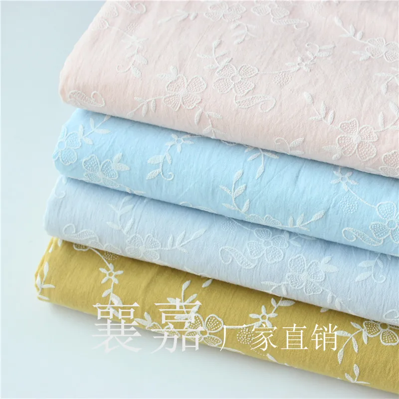 

50X135cm Cotton Bali Yarn Washed Crepe Printing Imitation Embroidered Children's Pajamas Fabric Shirt Skirt DIY Handmade