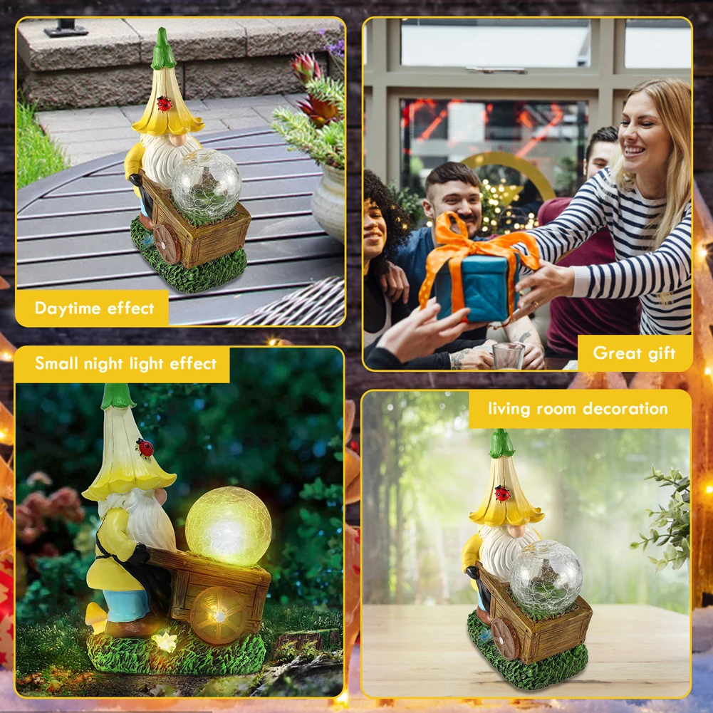 

Украшение для сада, гнома, искусственное украшение на солнечной батарее, Ландшафтные украшения, аксессуары для наружного внутреннего дворика, газона, дорожек