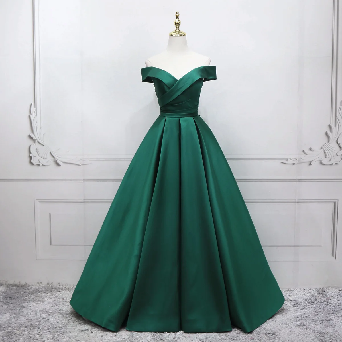 

Атласное зеленое темпераментное вечернее платье на одно плечо для банкета, выступления, приталенное художественное платье-мицвы, длинное платье со шлейфом