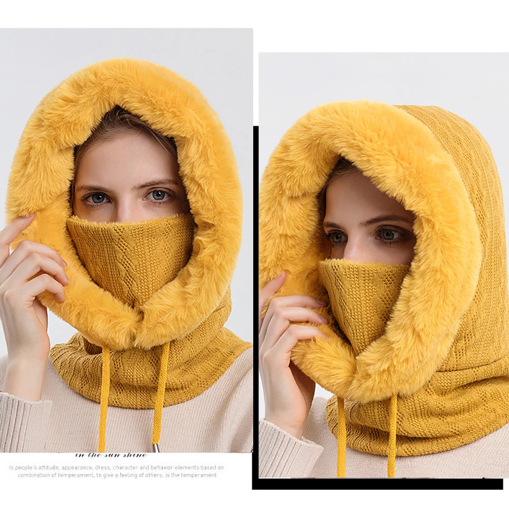 

Маска на все лицо, шапка, ветрозащитная Лыжная Балаклава, шапка, плюшевые теплые пушистые шапки, шапка, женская для спорта на открытом воздух...