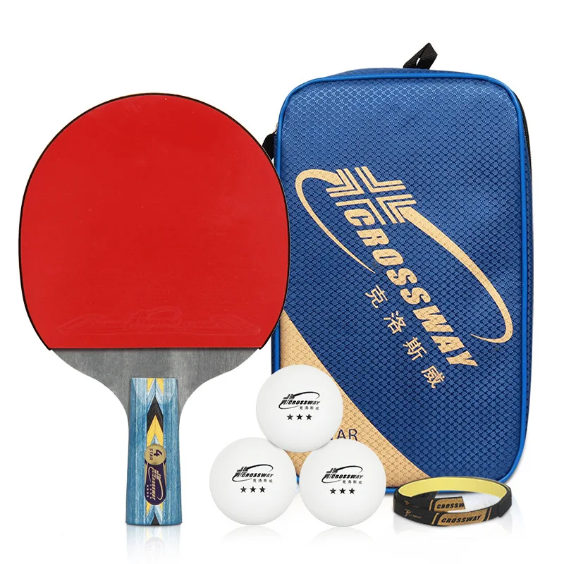 

4 Star Table Tennis Racket Sets Ping Pong Rackets Long Handle Short Handle Double Face Pimples-in Rubbers With Bag