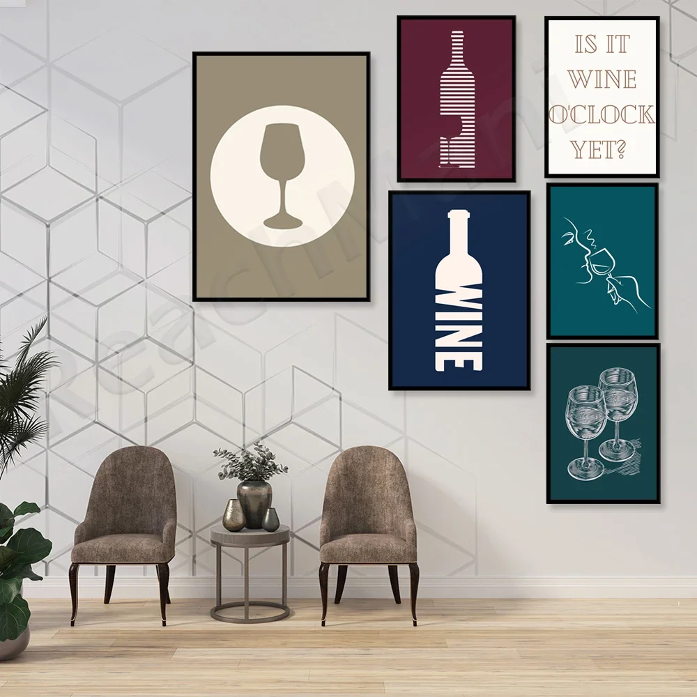 Выкройка вина искусство тонкой линии бокал для минималистское сканди постер