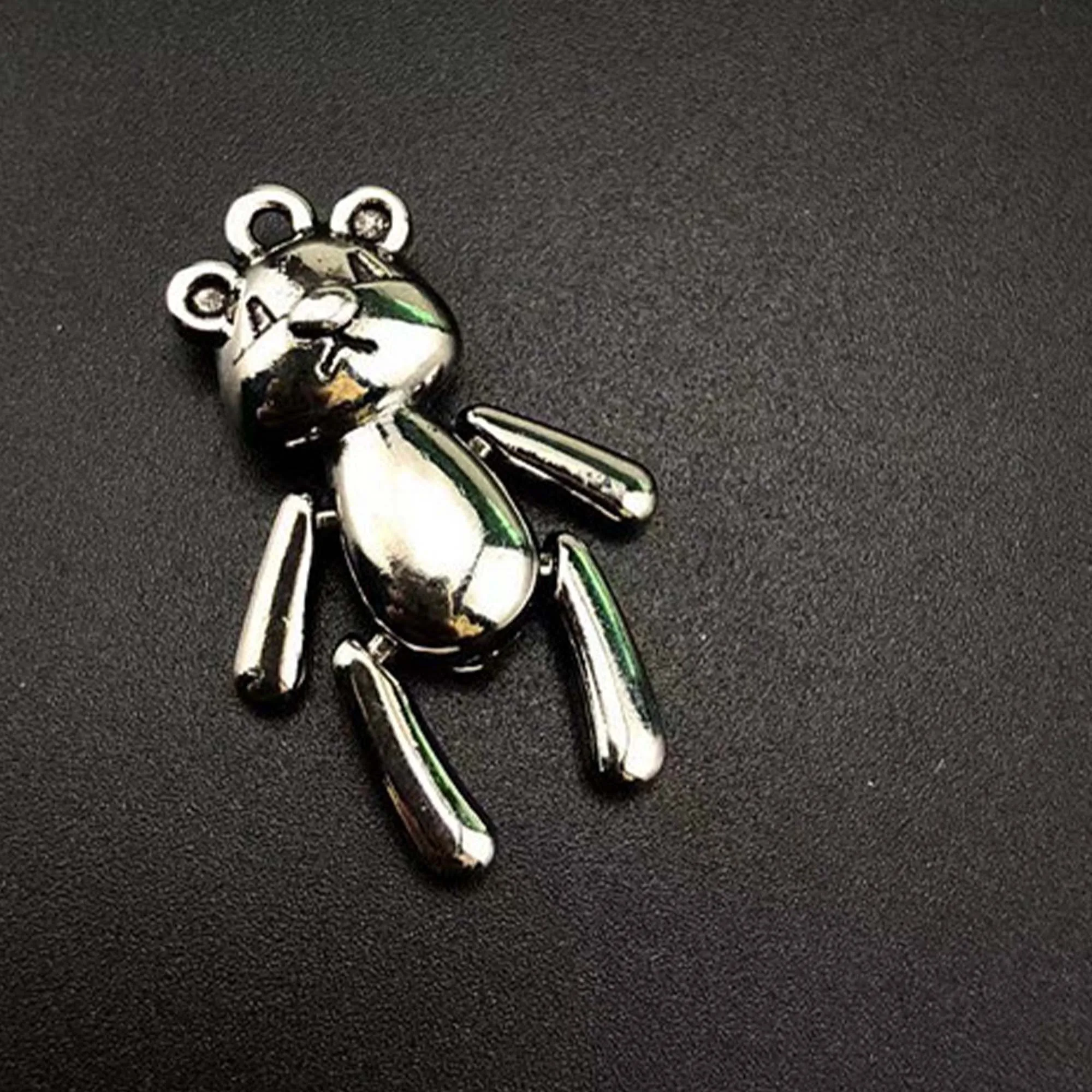2PCS-20PCS/Lot 35x21mm Silver Hip Hop Active Bear Pendant DIY Men and Women Necklace Bracelet Keychain Jewelry Charm Accessories
